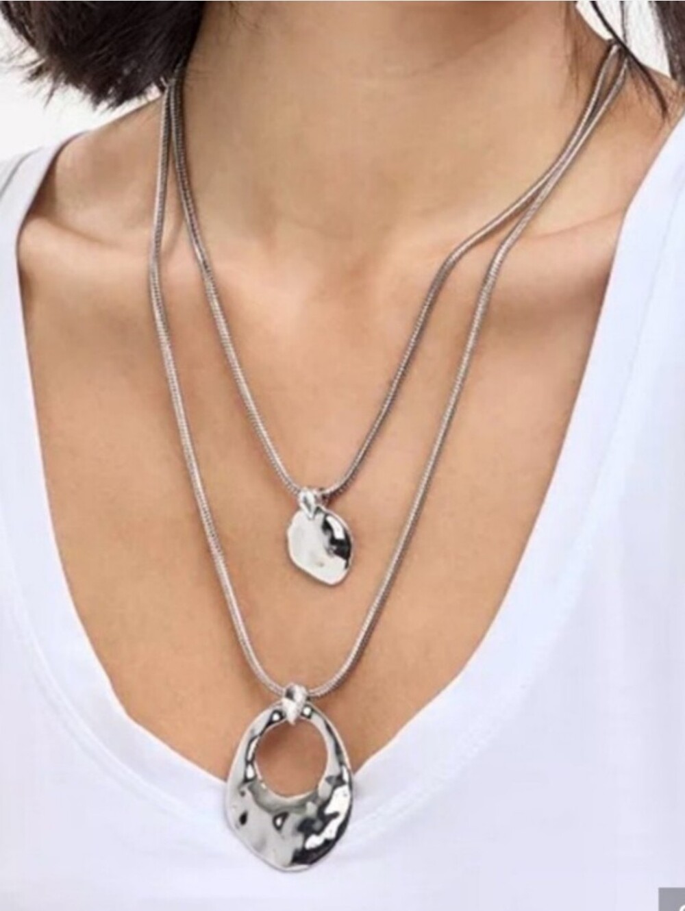 I.N.C. International Concepts Rhodium-Plated Sculptural And Layered Pendants